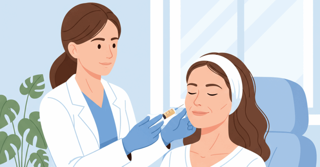 Hoitaja antaa täyteainehoitoa Lahdessa